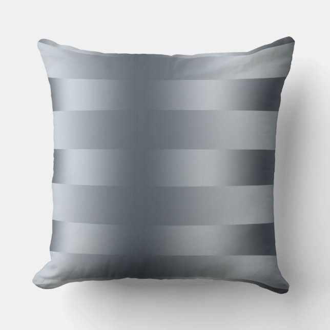 Blu-Grey Stripes Pattern Satin Look Cushion (Front)