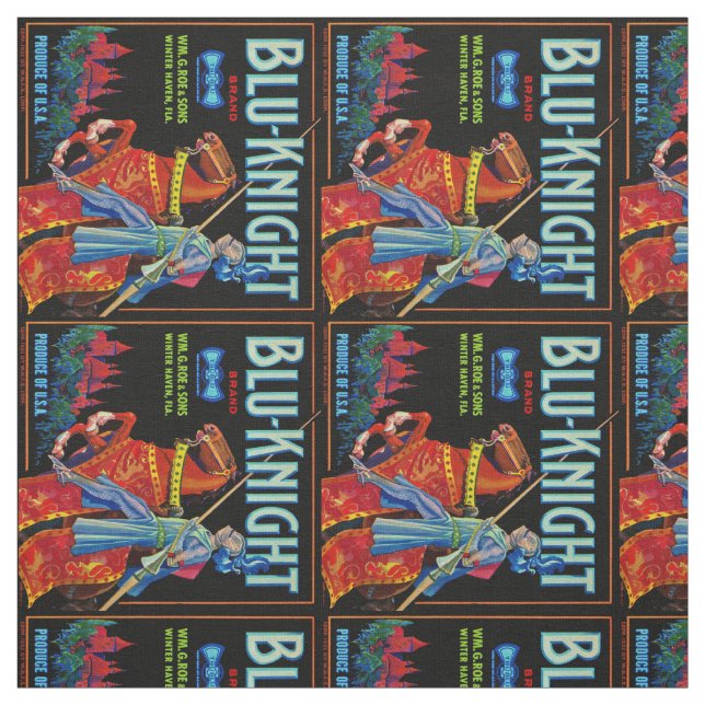Blu Knight Fruit Label Fabric (Swatch)