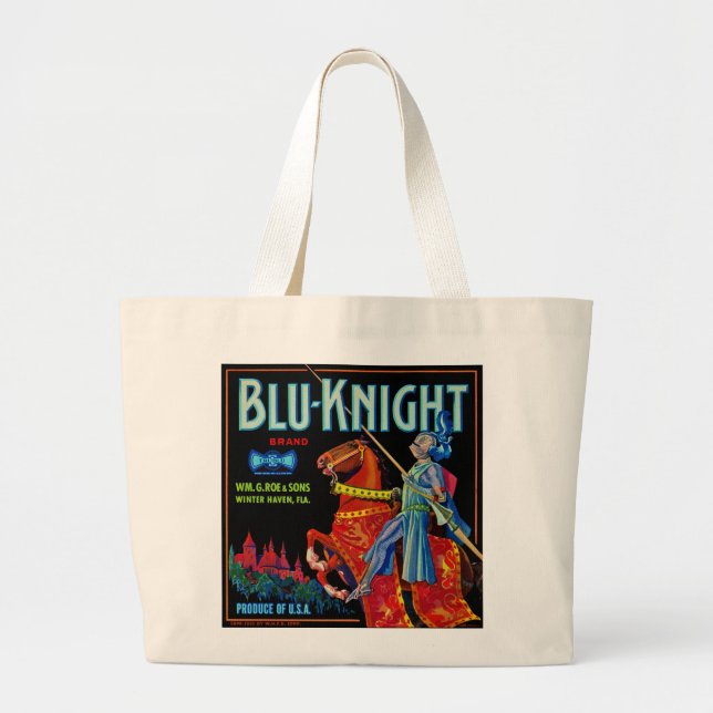 Blu Knight Fruit Label Large Tote Bag (Front)