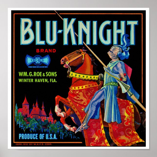 Blu Knight Fruit Label Poster (Front)