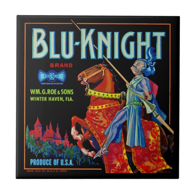 Blu Knight Fruit Label Tile (Front)