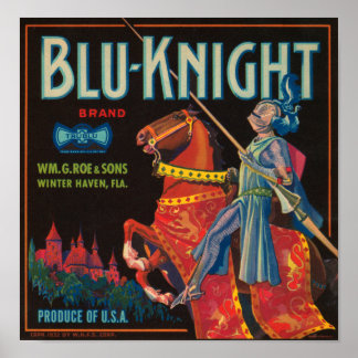 Blu Knight Vintage Crate Label Poster
