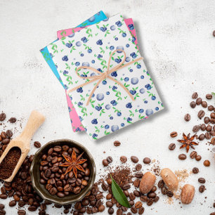 Bluberry white pink pattern wrapping paper sheet
