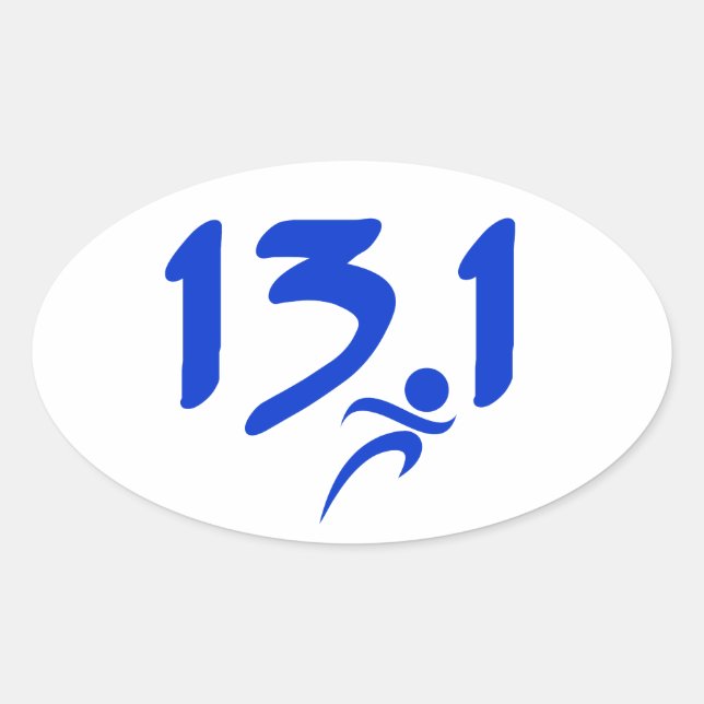 Blue 13.1 half-marathon oval sticker (Front)