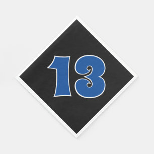 Blue "13" With White Outline Event # Napkins