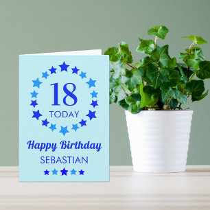 Blue 18 Today or Any Age Customisable Birthday Car Card