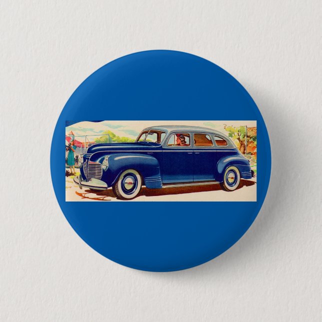 blue 1941 Plymouth 6 Cm Round Badge (Front)