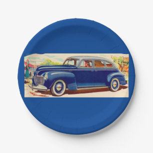 blue 1941 Plymouth Paper Plate