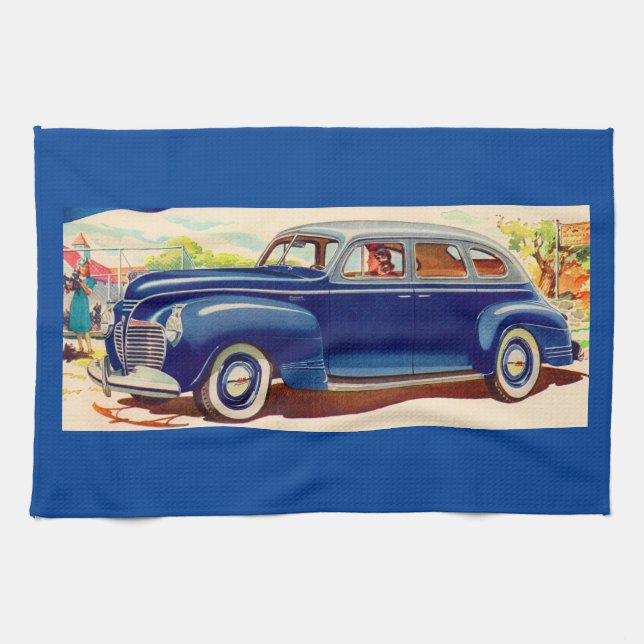 blue 1941 Plymouth Tea Towel (Horizontal)