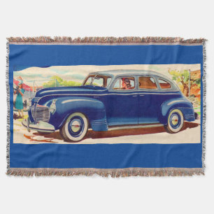 blue 1941 Plymouth Throw Blanket