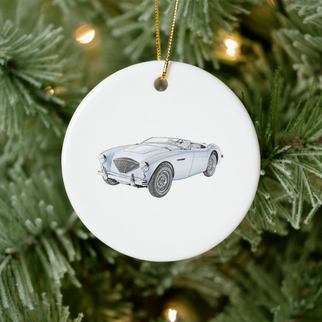 Blue 1953 Austin-Healey Convertible Ceramic Tree Decoration (Tree)