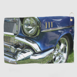 Blue 1957 Chevy Vintage Car Golf Towel