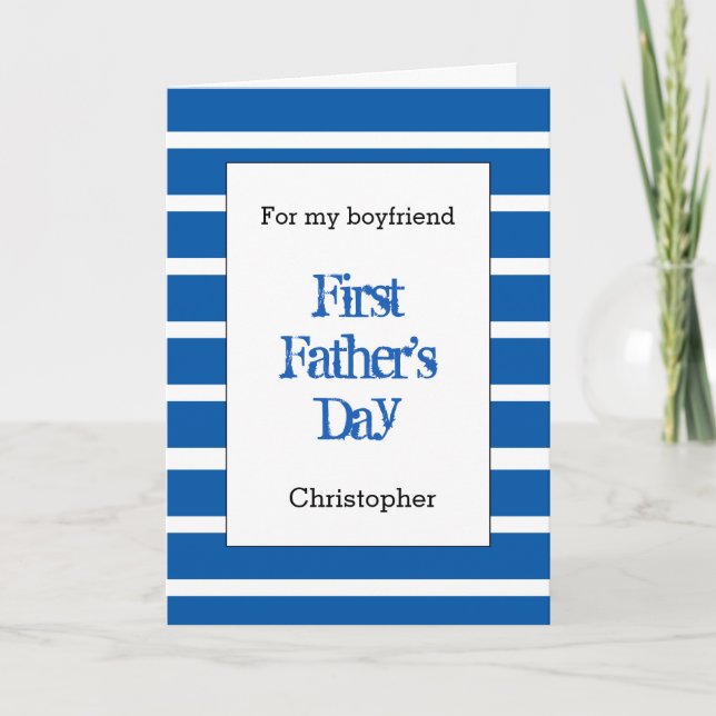 Blue 1st Father's Day Boyfriend Card (Front)