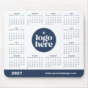 Blue 2027 Business Logo Marketing Calendar Mouse Pad