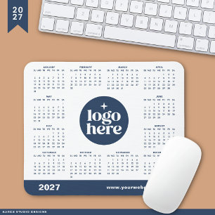 Blue 2027 Business Logo Marketing Calendar Mouse Pad