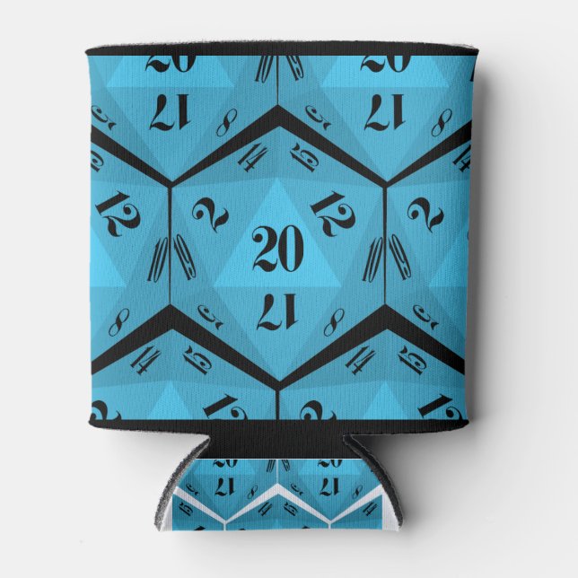 Blue-20-Sided-Dice Pattern Can Cooler (Front)