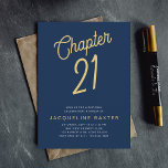 Blue 21st Birthday Gold Script 21 Birthday Invitation<br><div class="desc">Celebrate a milestone birthday with your family and friends with this stylish blue and gold script 21st birthday party invitation! This elegant design is perfect for a milestone celebration and is sure to make your guests excited for the special day. Invite your family and friends to join you in celebrating...</div>