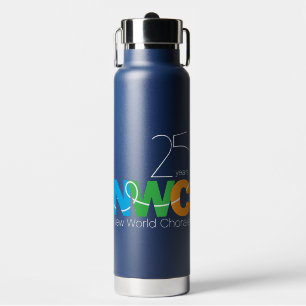 Blue 25th Anniversary NWC Water Bottle with Straw