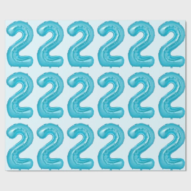 Blue 2 Balloon Wrapping Paper (Flat)