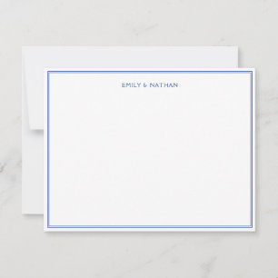 Blue 2 Border Couple Wedding Engagement Custom Card