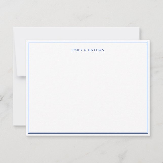 Blue 2 Border Couple Wedding Engagement Custom Card (Front)