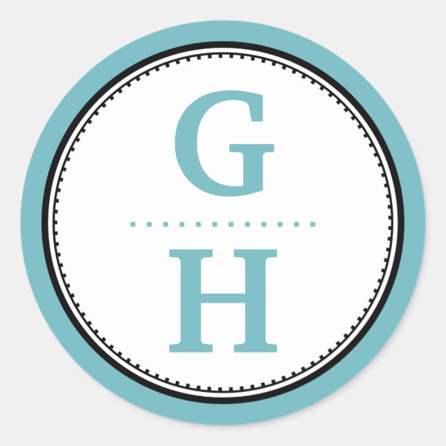 Blue 2 initial letter monogram gift tag seal (Front)