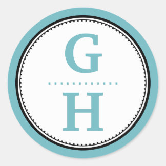 Blue 2 initial letter monogram gift tag seal