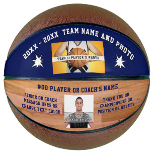Blue 2 Photos, Text Custom Made Basketball
