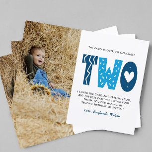 Blue 2nd Birthday Thank You  Postcard