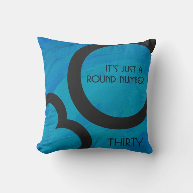 Blue 30 Decade Birthday Cushion (Front)