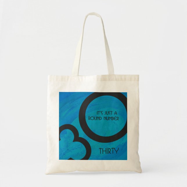 Blue 30 Decade Birthday Tote Bag (Front)