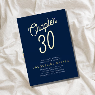 Blue 30th Birthday Gold Script Chapter 30 Party