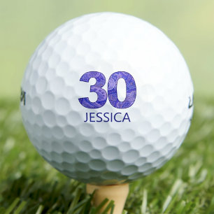 Blue 30th Birthday Golfer Gift, elegant paisley 30 Golf Balls