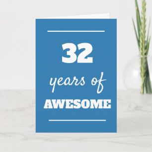 Blue 32nd Birthday Card