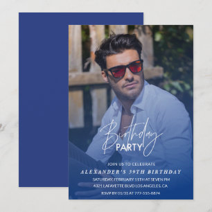 Blue 39th birthday invitation Birthday party Photo