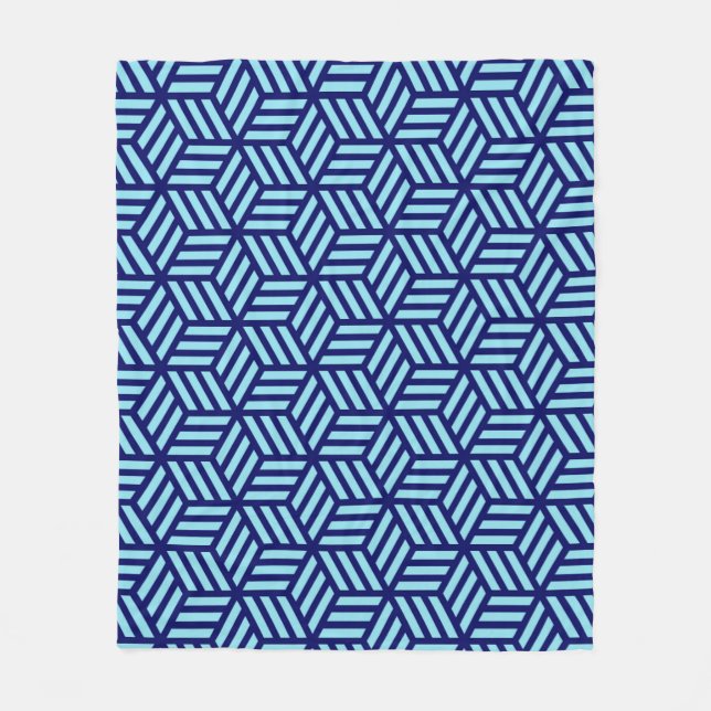 Blue 3D Boxe Geometric Nautical Orderly Pattern Fleece Blanket (Front)