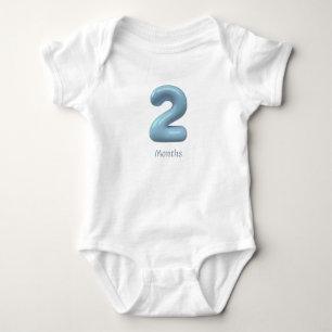 Blue 3D Number 2 - 2 Months Baby Bodysuit