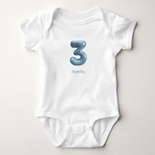 Blue 3D Number 3 - 3 Months Baby Bodysuit