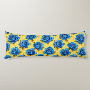 Blue 3d roses body cushion