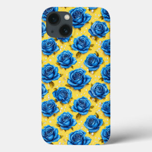Blue 3d roses iPhone 13 case