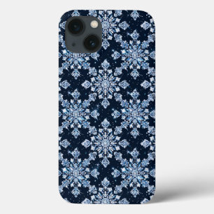 Blue 3d snowflakes iPhone 13 case