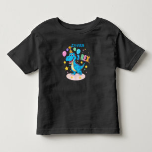 Blue 3rd Birthday Dinosaur Celebration T-Shirt