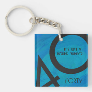 Blue 40 Decade Birthday Key Ring
