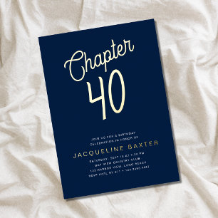 Blue 40th Birthday Gold Script Chapter 40 Party