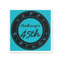 Blue 45th Birthday Party Personalised Paper Napkin