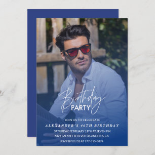 Blue 46th birthday invitation Birthday party Photo