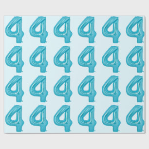 Blue 4 Balloon Wrapping Paper