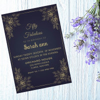Blue 50 and Fabulous Elegant Minimalist Birthday