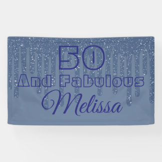 Blue 50 And Fabulous Wax Drips Birthday Banner