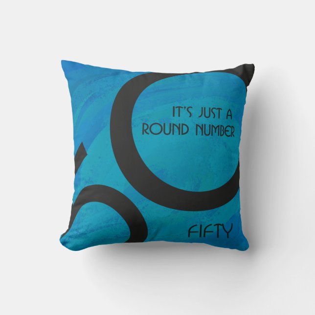 Blue 50 Decade Birthday Cushion (Front)